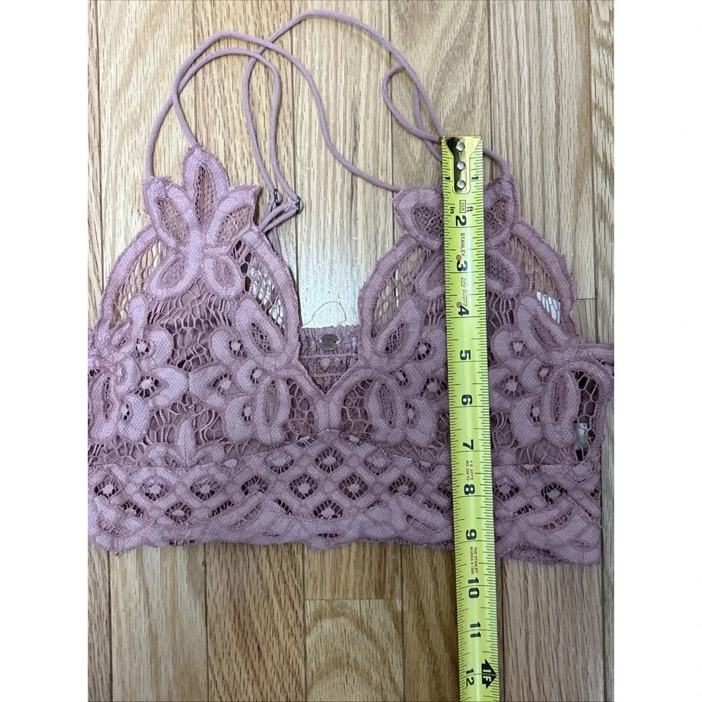 Free People Adella Crochet Lacey Bra Mauve Pink‎ Romantic Boho Festival - Small